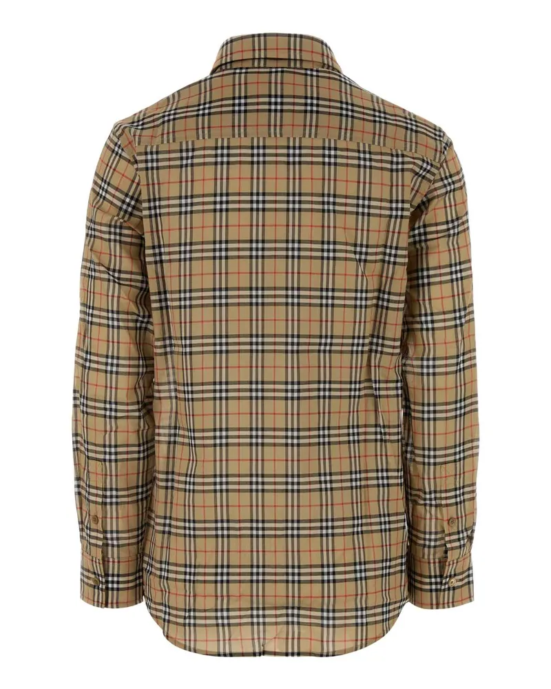 Burberry Women's Embroidered Cotton Shirt Sandipcheck Exterior: Maglie Sweater Beige