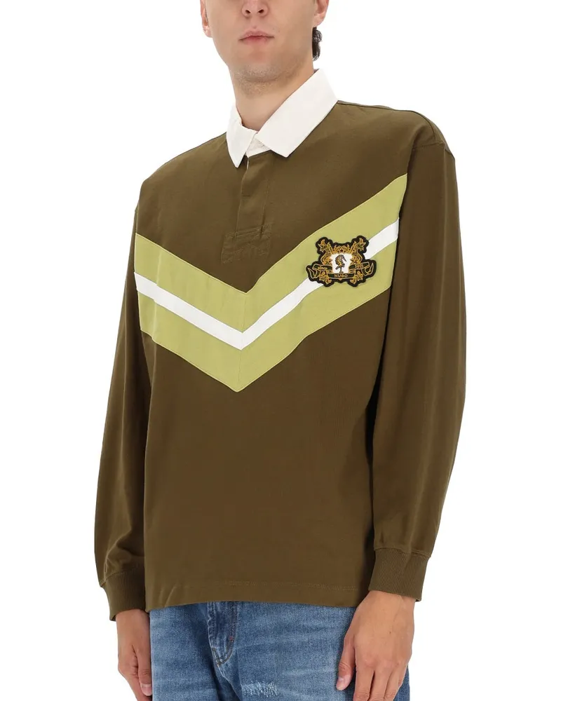HUGO BOSS College Style Logo Cotton Polo Shirt — Green Green