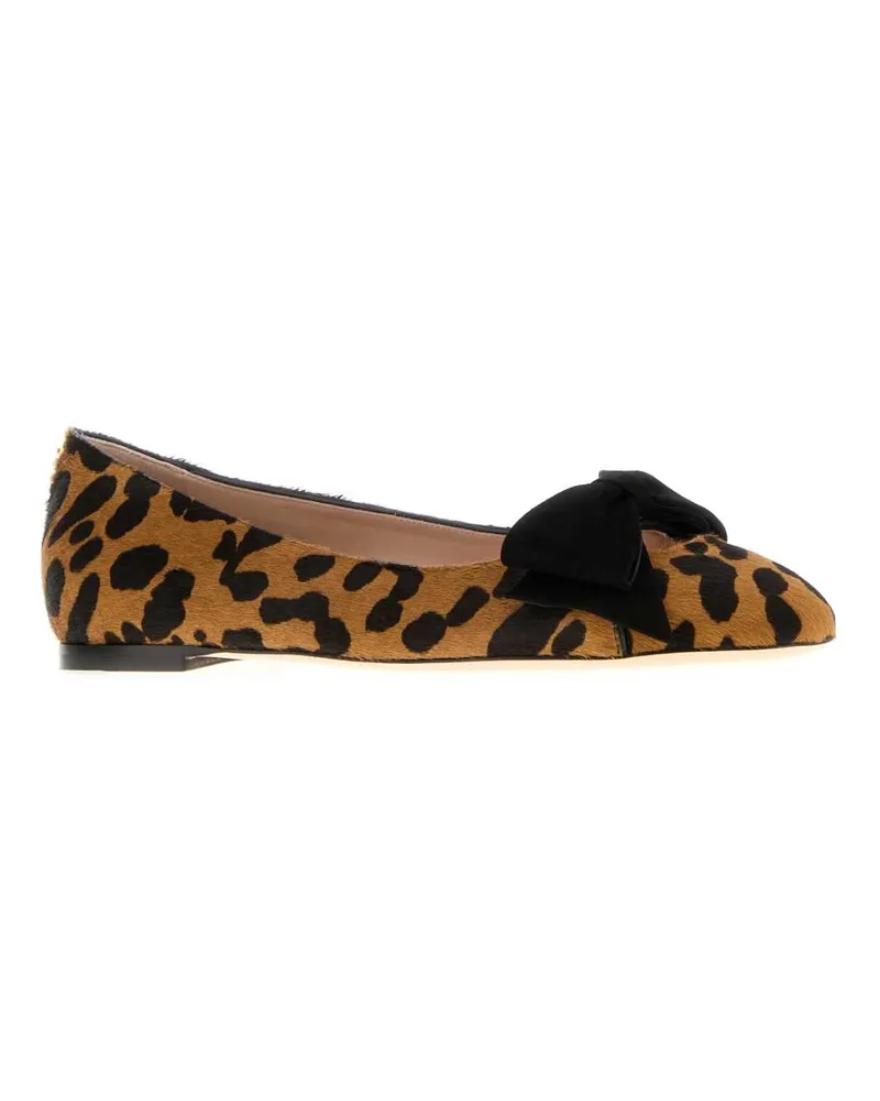 Valentino Garavani Women's Printed Calf Hair Bowow Ballerinas Mielet.moronero Ballerine Flat Shoes Brown