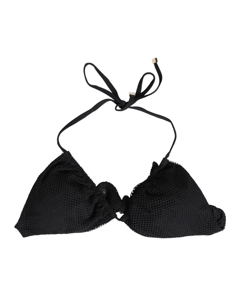 Dolce & Gabbana Women's Black Padded Triangle Halter Bikini Top Swimwear Elastane Nylon Black