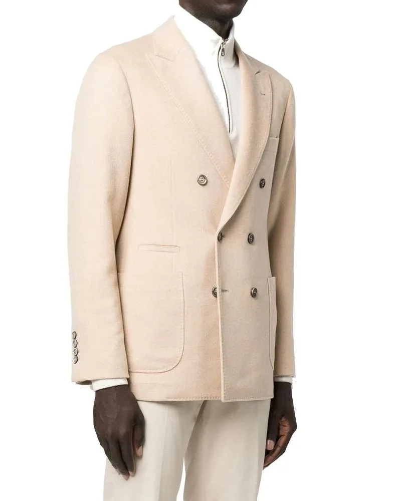 Brunello Cucinelli Men's Beige Wool Coat Clothing Beige