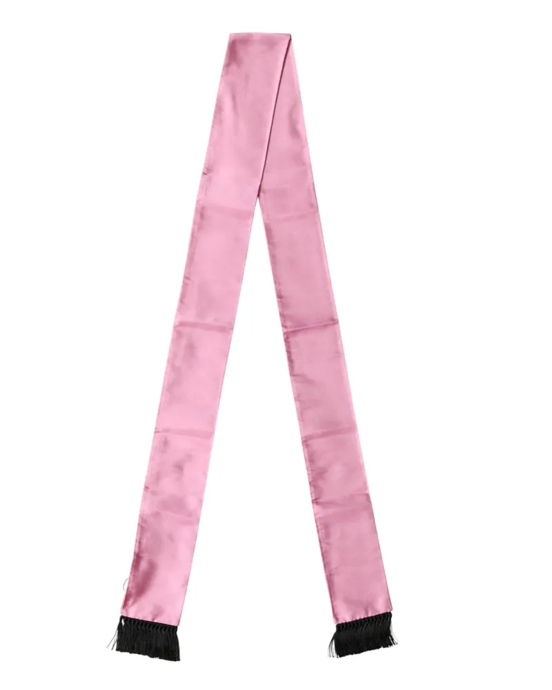 Dolce & Gabbana Men's Pink Silk Fringes Neck Wrap Foulard Scarf Pink