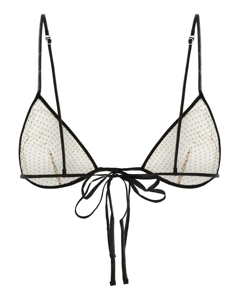 Prada Women's Printed Chiffon Bra Cammeo Intimo Underwear Beige