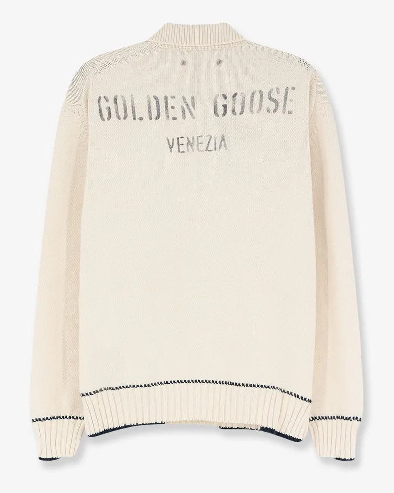 Golden Goose Men Sweater Ribbed Cotton Beige Beige
