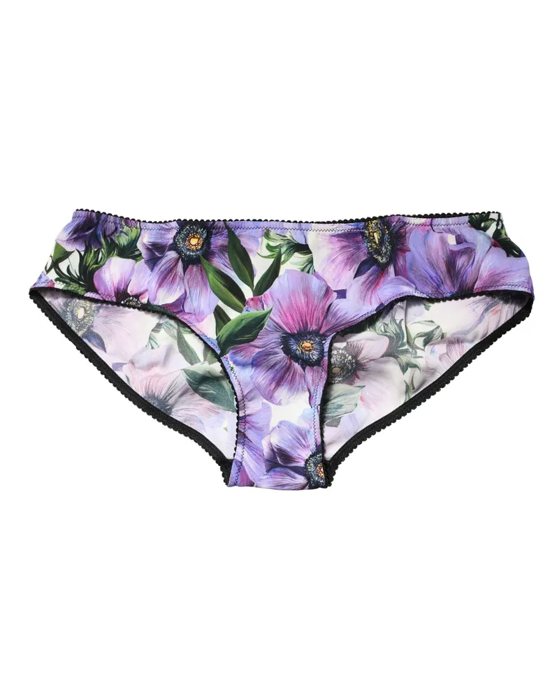 Dolce & Gabbana Women Multicolor Floral Mid Waist Brief Panty Underwear Silk Elastane Clothing Purple
