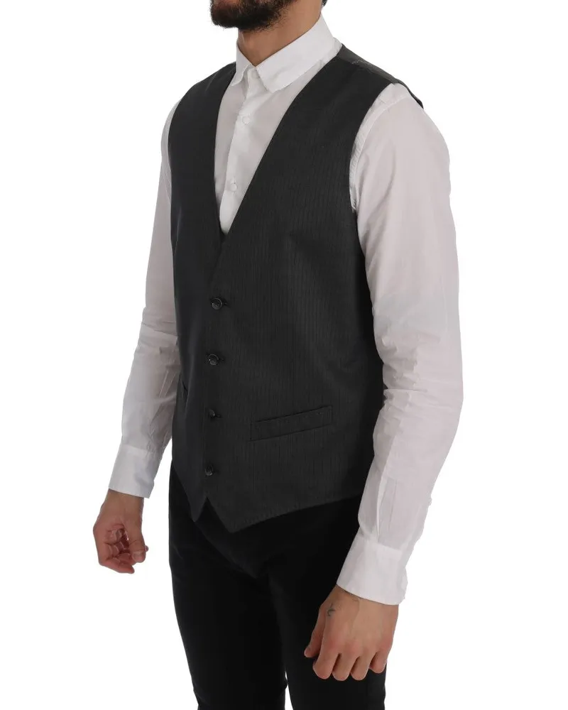 Dolce & Gabbana Men's Gray Staff Cotton Rayon Vest Clothing Gray