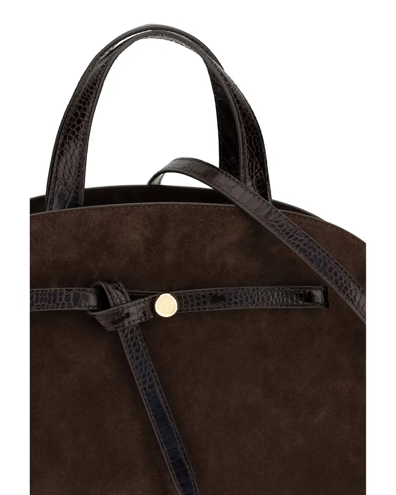 Tory Burch Women's Shoulder Bag Romy Suede Dark Cocoa Brown