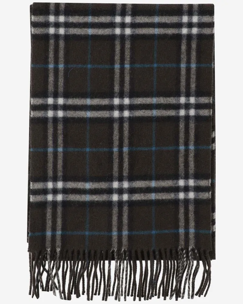 Burberry Women's Cashmere Scarf With Check Pattern Scarfs Black