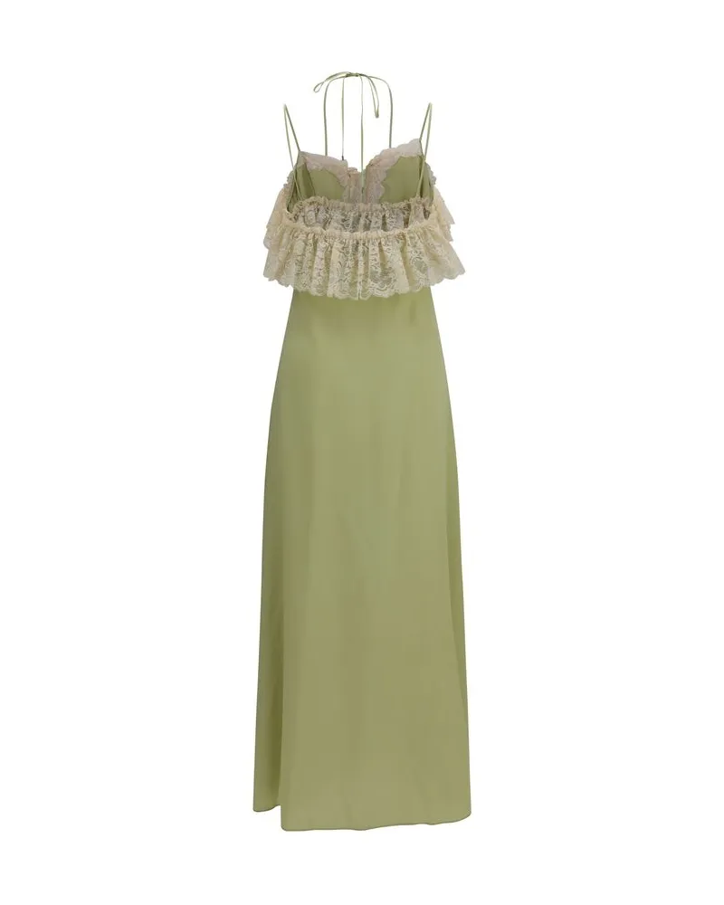 Chloé Women's Bicolor Silk Casual Dress Green