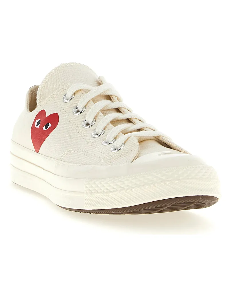 Comme des Garçons Heart-Print Canvas Sneaker — Cream Cream