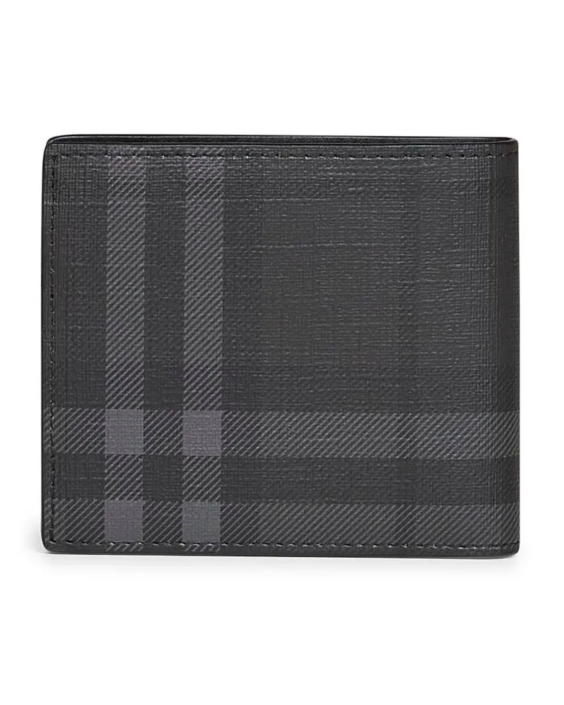 Burberry Tonal Check Coated Canvas Wallet — Black Black