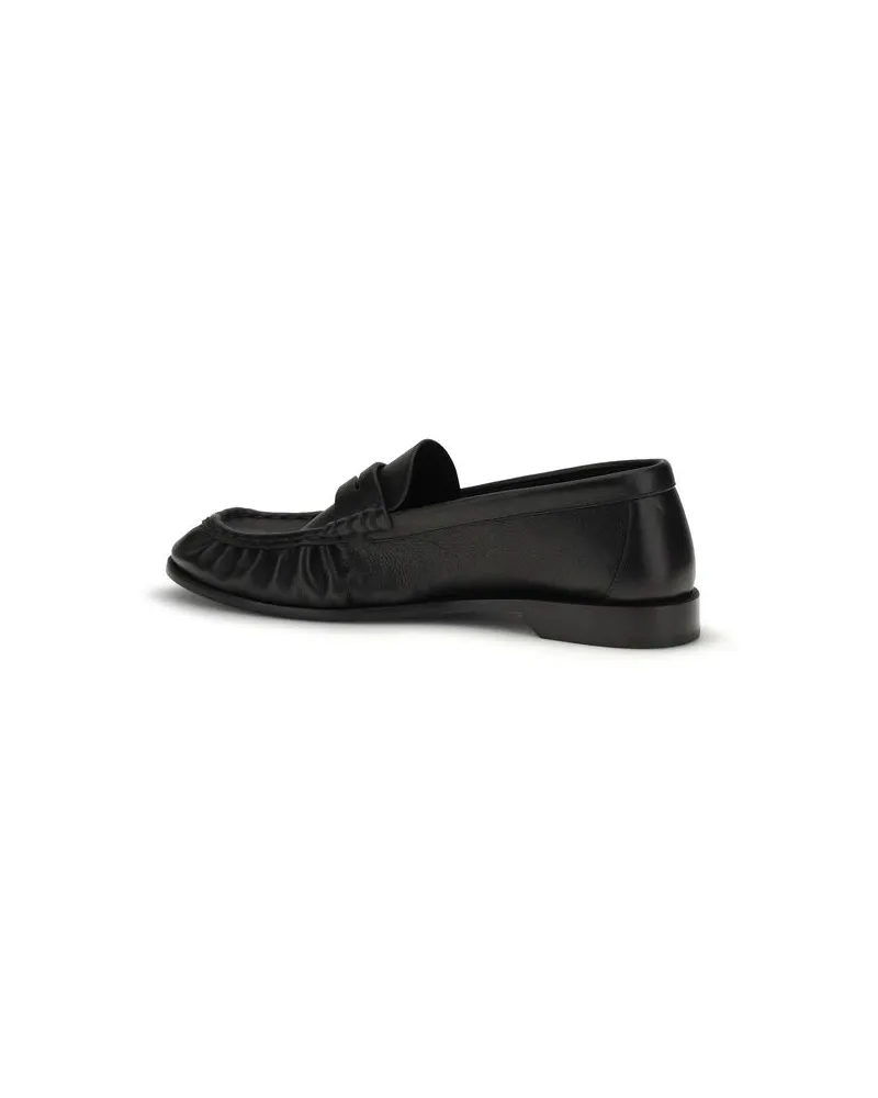 Saint Laurent Men's Black Calf Leather Bos Taurus Slip-On Loafers Black