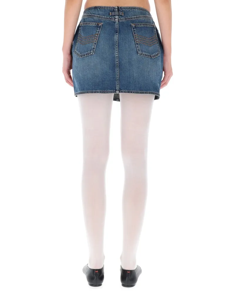 Jean Paul Gaultier Double Zipper Denim Cotton Miniskirt — Blue Blue