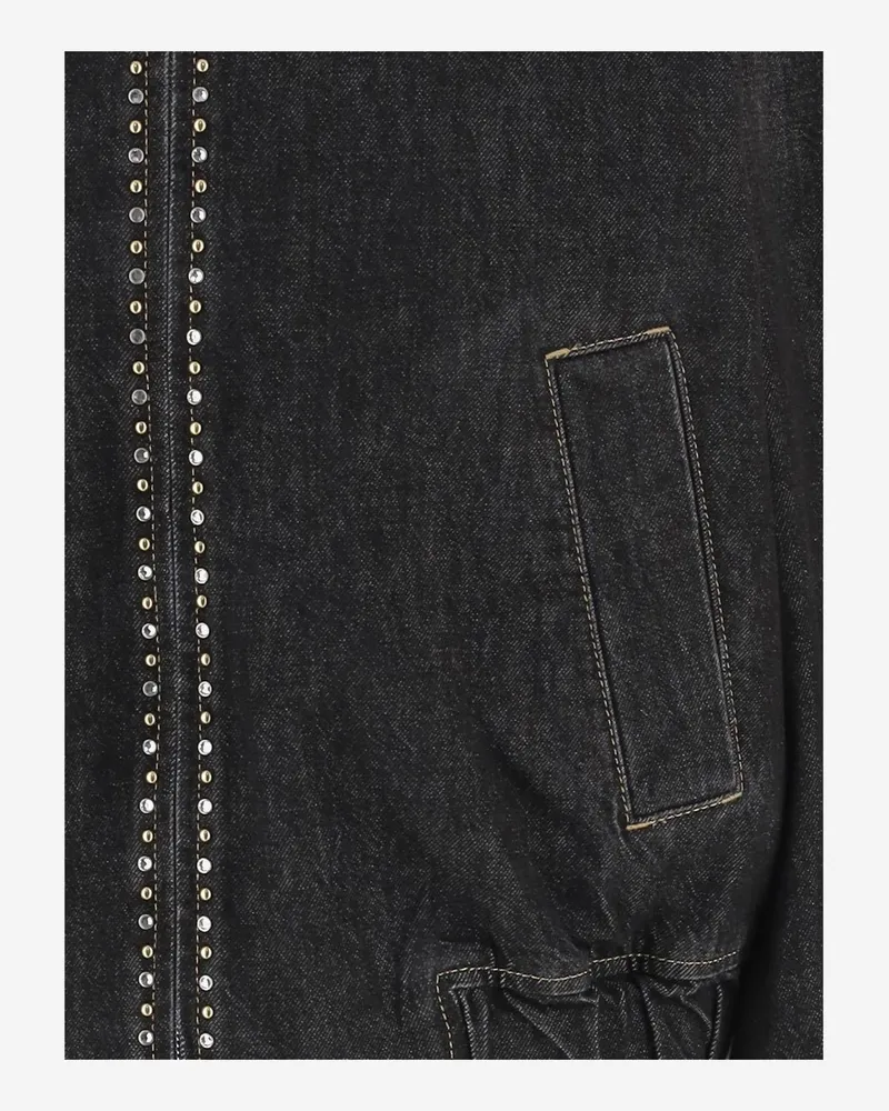 Versace Women's Decorated Denim Jacket Black Cotton Black