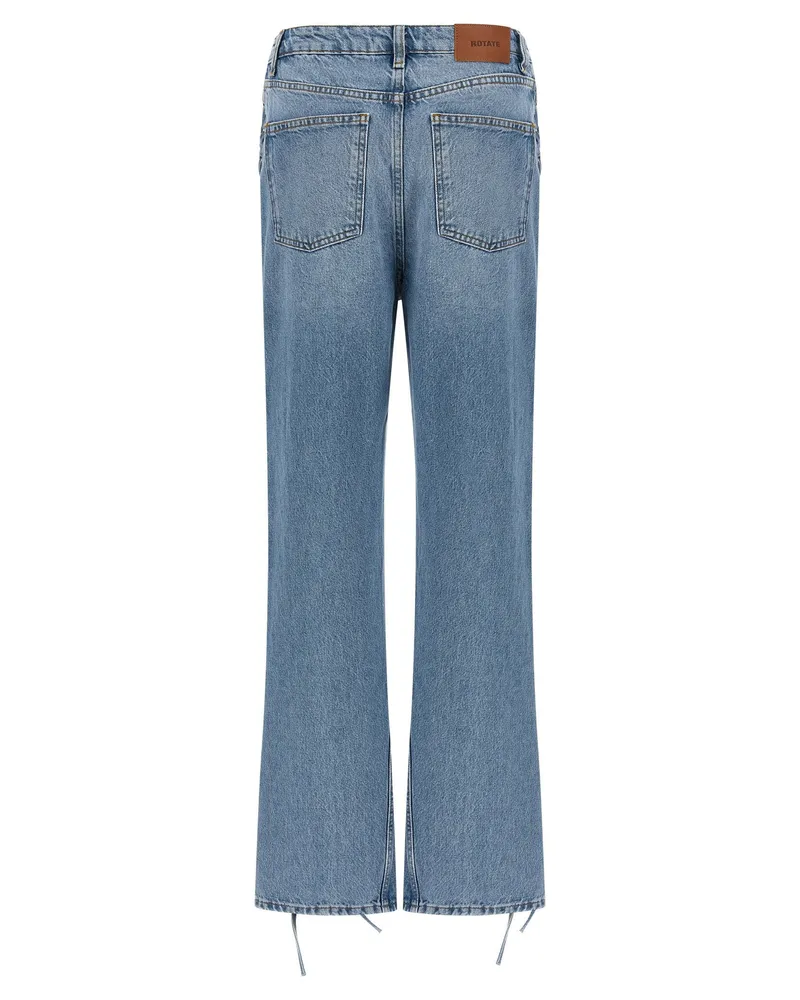 ROTATE Birger Christensen Twisted Lacing Side-Open Jeans — Blue Blue