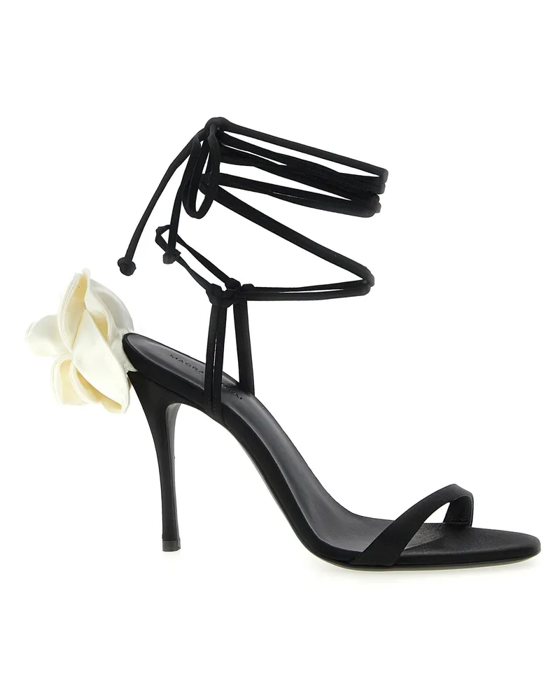Magda Butrym Women's 3d Floral Appliqué Stiletto Black Viscose Silk Leather Black