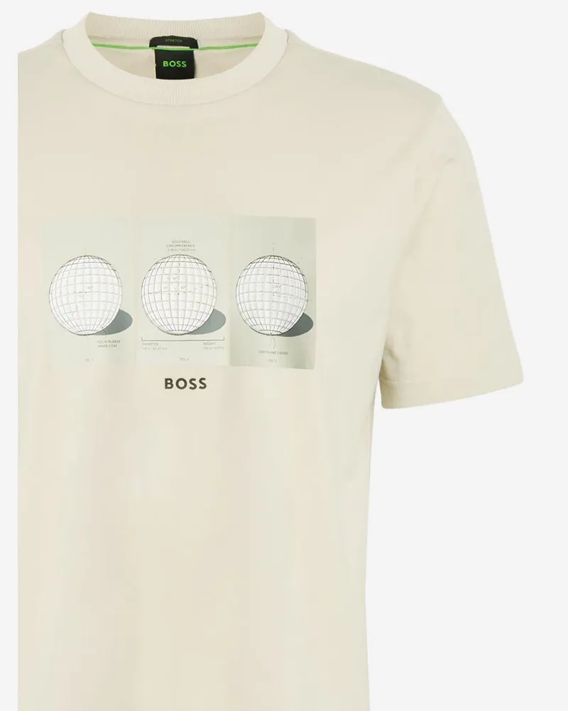 HUGO BOSS Men's T-Shirt Printed Cotton Beige T-Shirts And Polos Beige