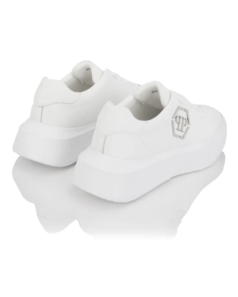 Philipp Plein Men's Godzilla Hexagon Logo Chunky Sneakers White Shoes White