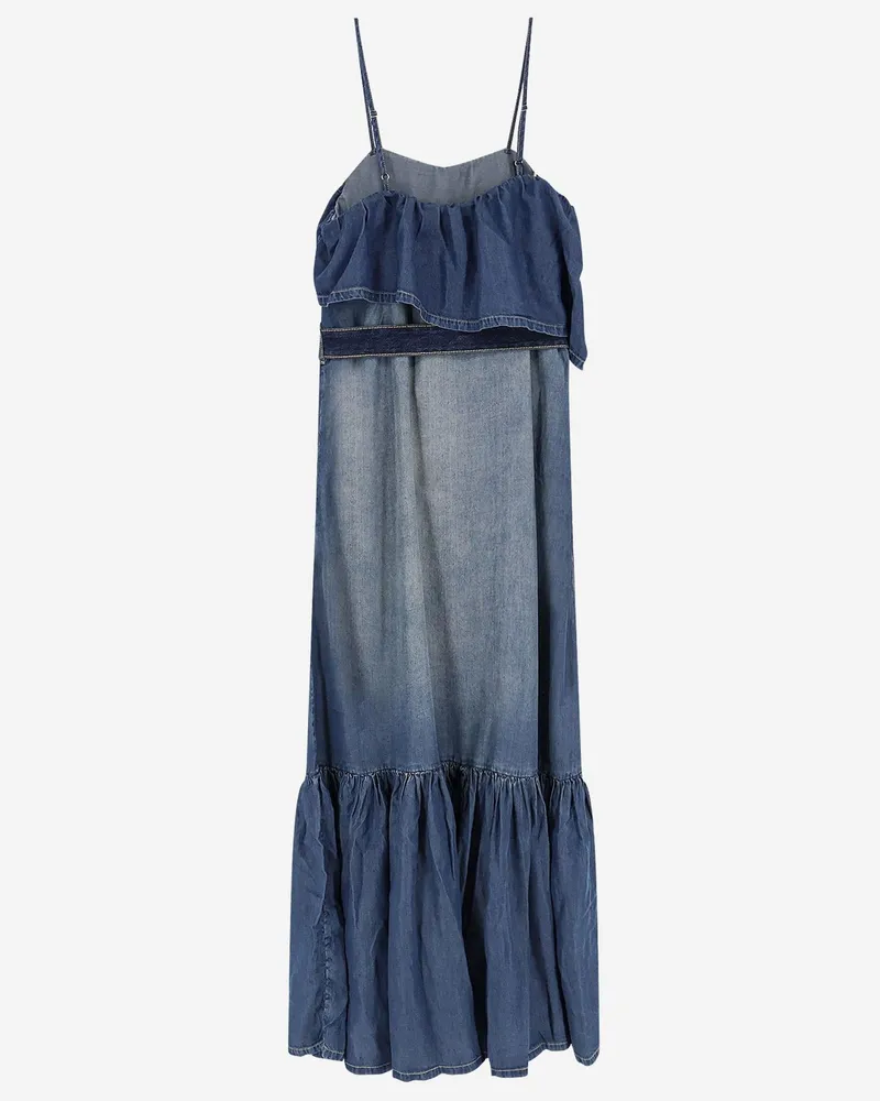 Pinko Women's Dress With Ruffles, Denim Blue Lyocell Blue