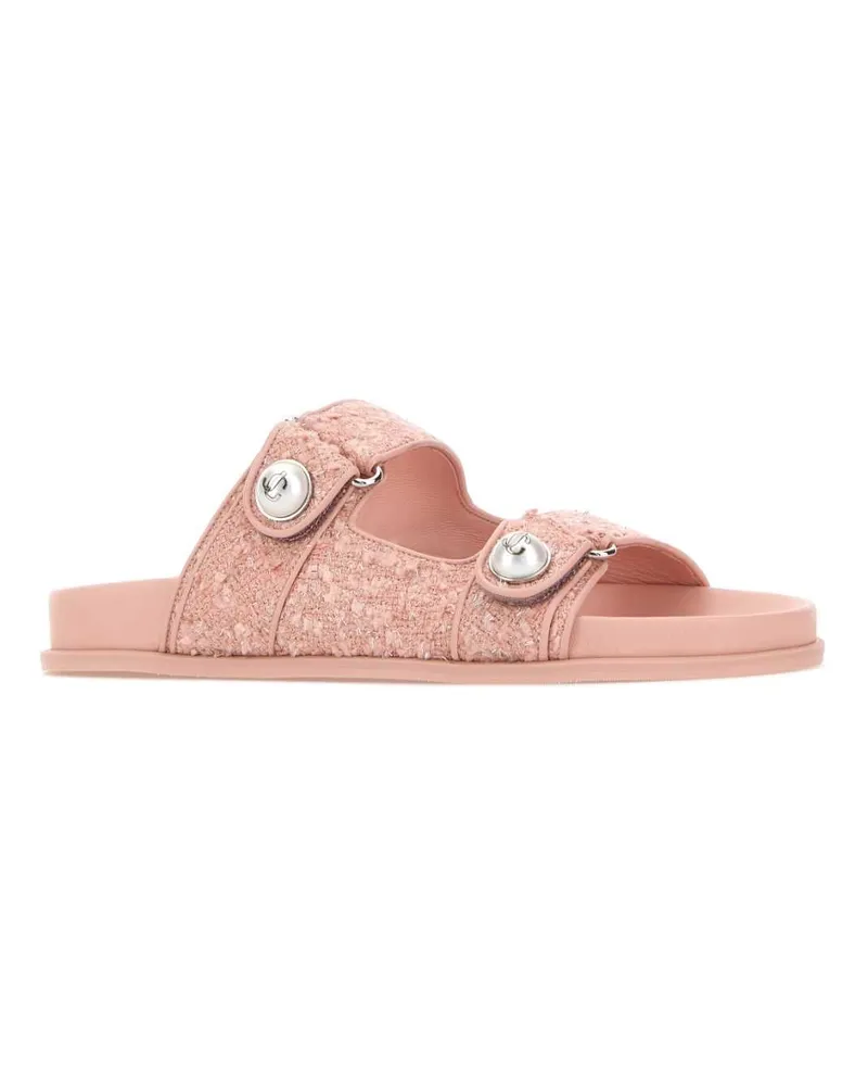 Jimmy Choo Women's Pink Boucle Fayence Slippers Roserose Flat Shoes Pink