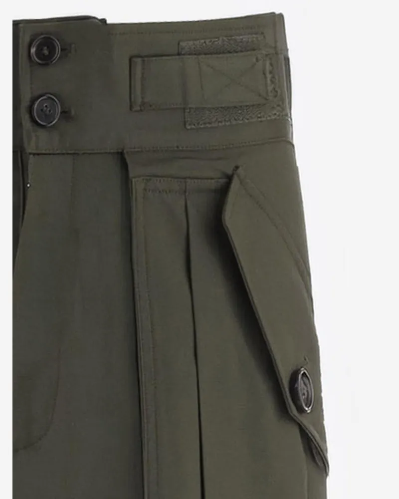 FRANKIE Shop Women's Cotton Trousers Military Green Green