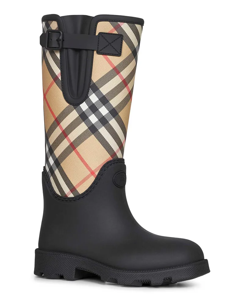 Burberry Women's Rubber Rain Boots Marsh Stamp Black Foam Black