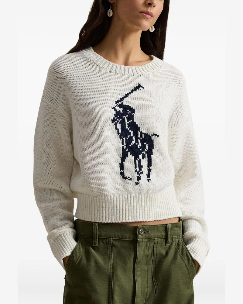 Ralph Lauren Women Sweater Big Pony White Cotton White
