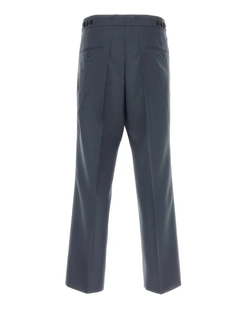 Prada Men's Blue Mohair Blend Pant Aviazione Exterior: Silk Pantaloni Gray