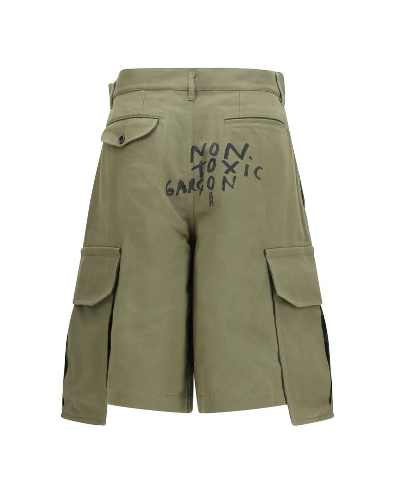 Comme des Garçons Men's Bicolor Cotton Bermuda Shorts Bicolor