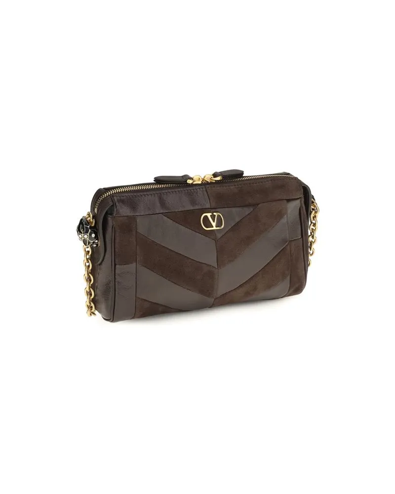 Valentino Garavani Women's Brown Calf Leather Bos Taurus Shoulder Bag Brown