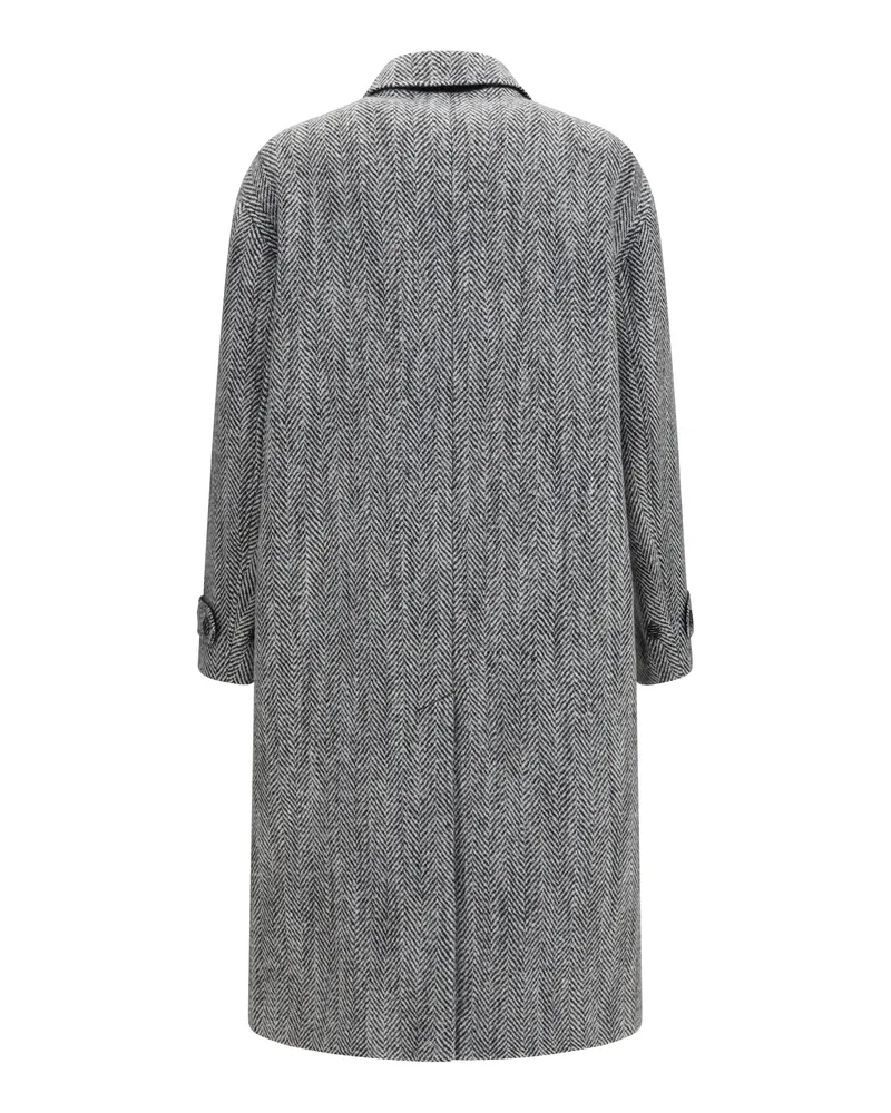 Dolce & Gabbana Chevron Wool-Blend Coat — Gray 