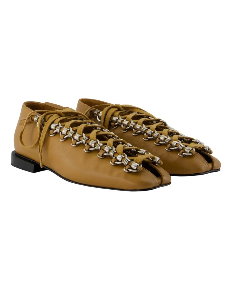Toga Women's Ballerinas Aj1452 -  Leather Khaki Calfskin Shoes Flat-Shoes Khaki