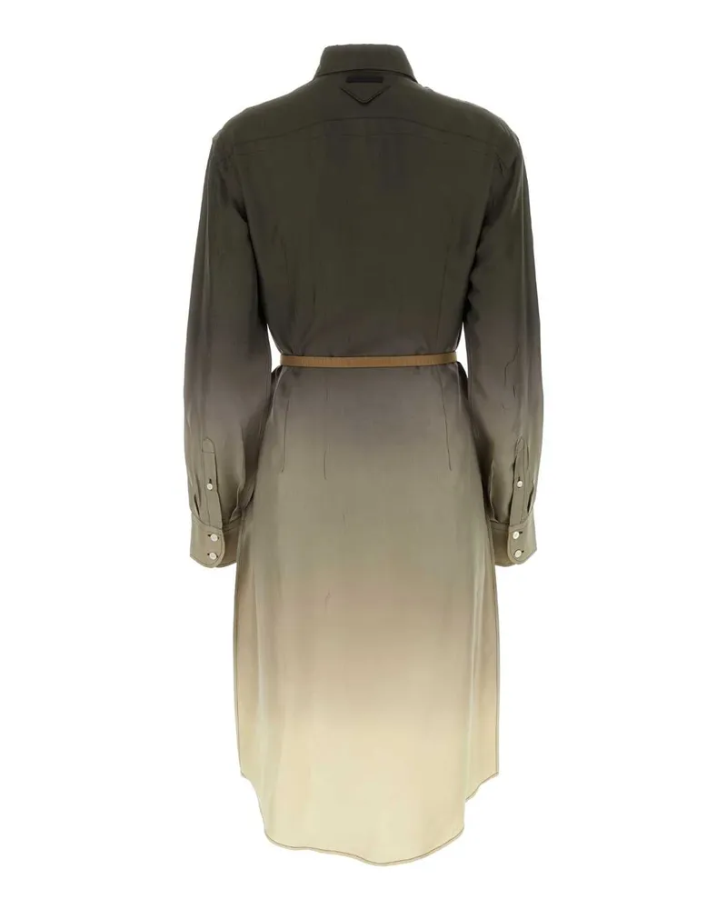 Prada Women's Multicolor Twill Shirt Dress Militare Se-Trochus Niloticus Abiti Green