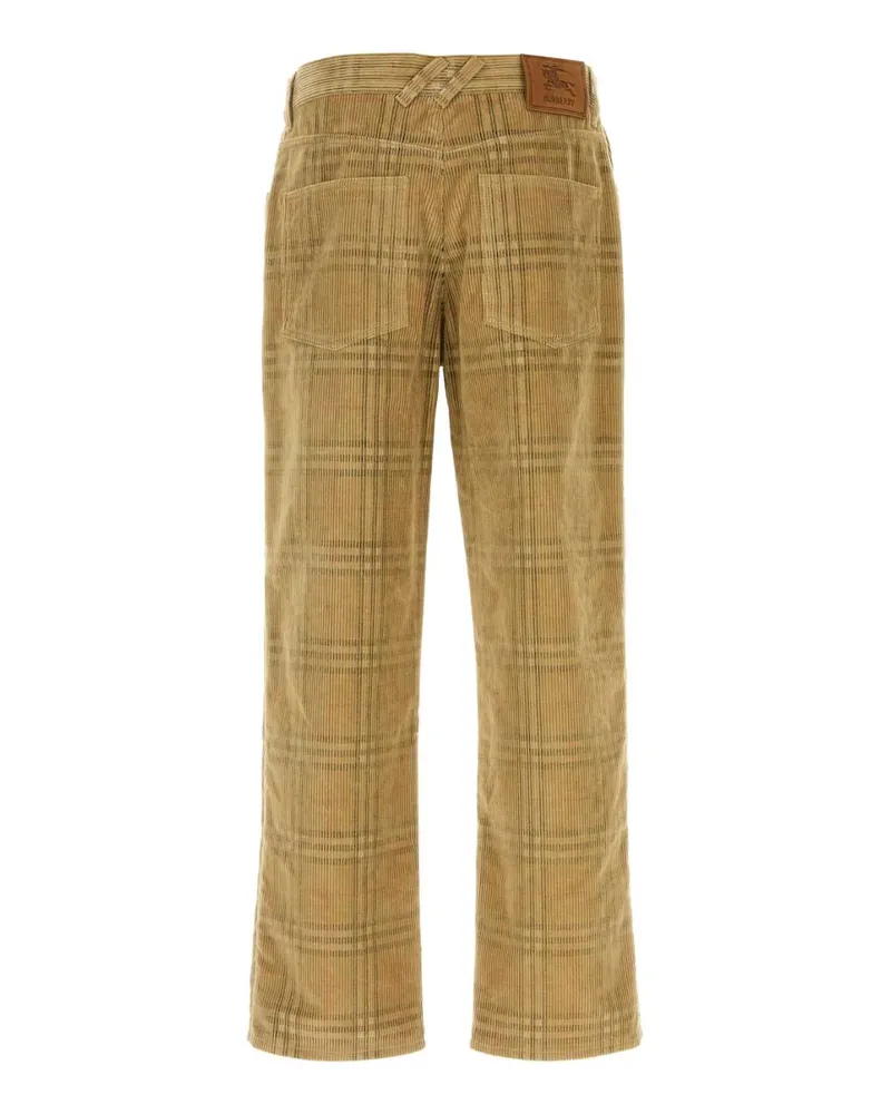 Burberry Men's Embroidered Corduroy Trousers Beige Cotton Beige