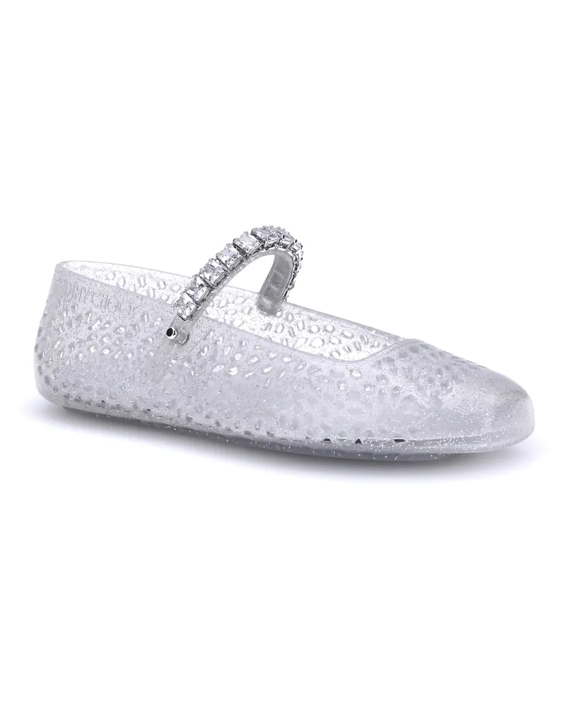 Jimmy Choo Women's Jelly Ballerinas Clear-Silver Mix-Crystal Thermoplastic Polyurethane Clear/silver Mix/crystal Flat Shoes Clear