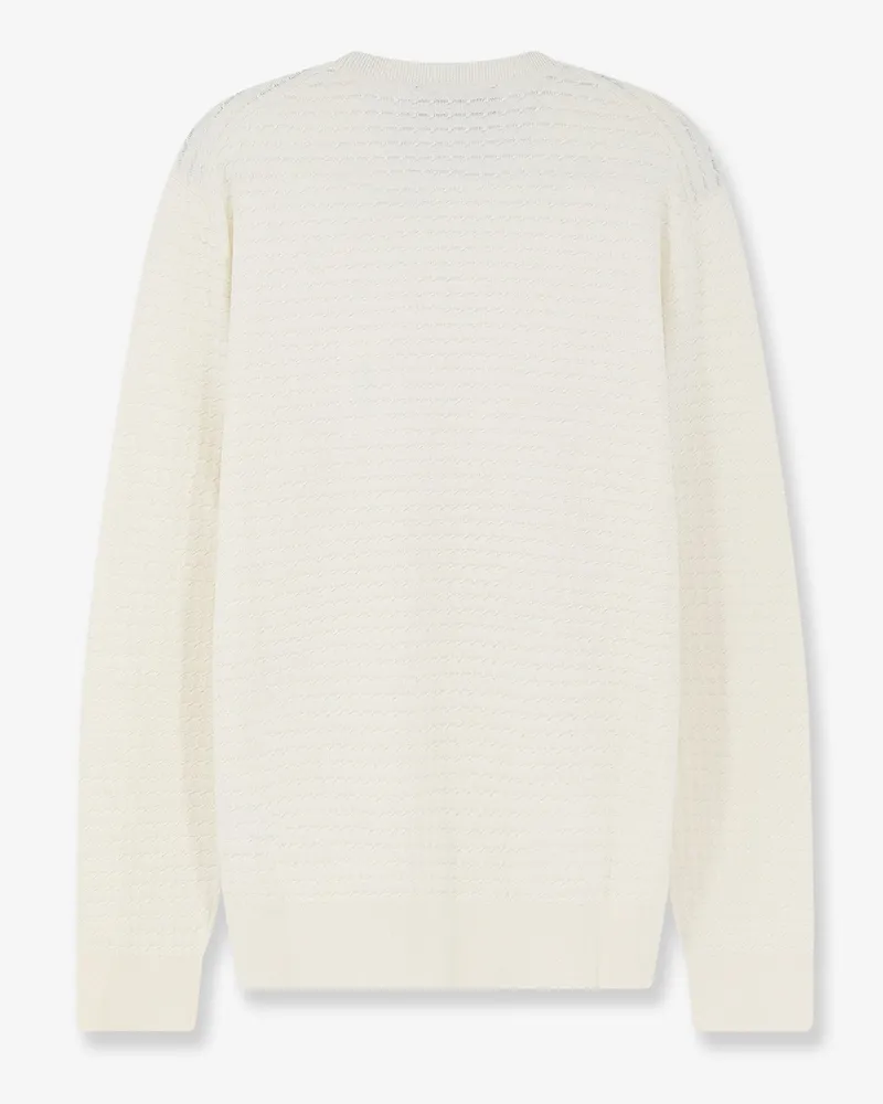HUGO BOSS Men's Sweater Silk-Cotton Blend White White