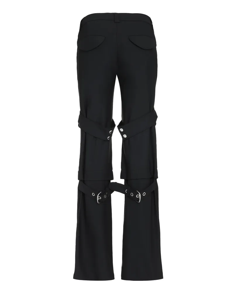 OFF-WHITE Women's Wool-Blend Cargo Trousers Black Virgin Wool Straight Black