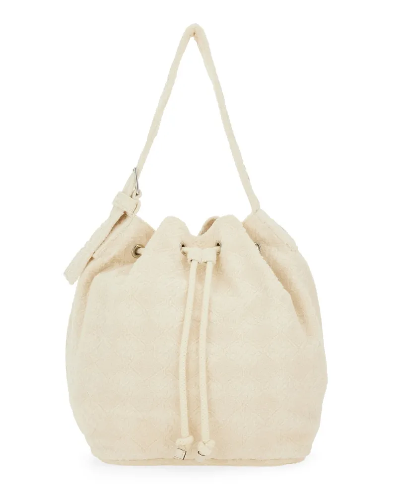 Tory Burch Women's Oversized T Monogram Bucket Bag Ivory Cotton Polyamide Elastan Handbags Hand Ivory