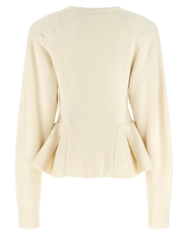 ROTATE Birger Christensen Jewel-Button Ribbed Cardigan — Cream Cream