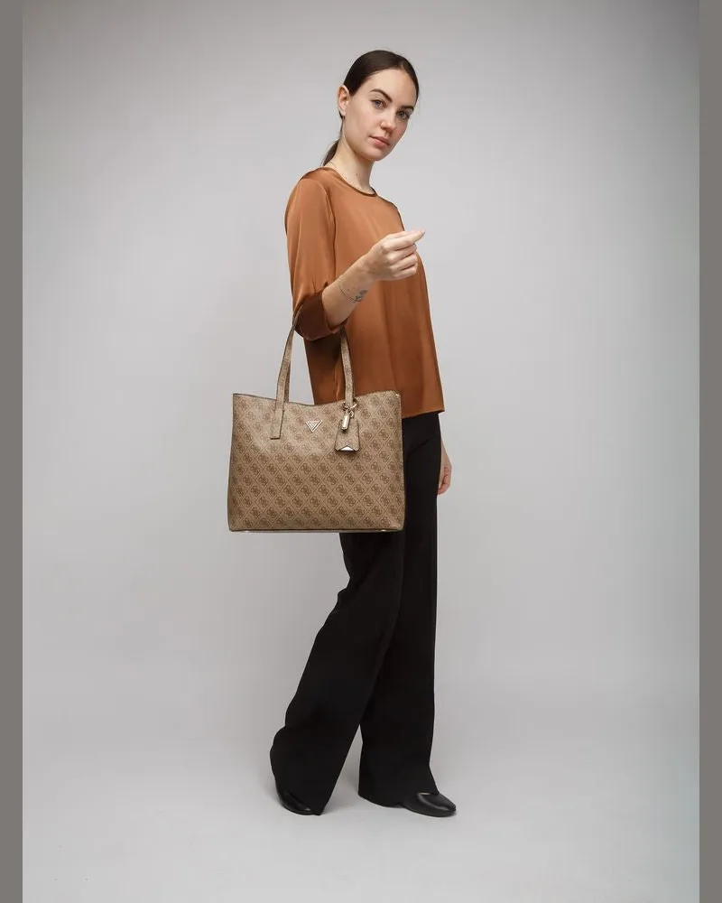 Guess Women's Tote Bag Latte Logo Polyurethane - Tote-Bags Beige