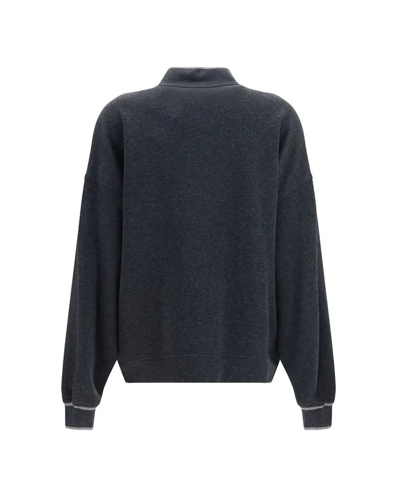 Brunello Cucinelli Techno Cotton-Cashmere Bomber Jacket — Gray Gray