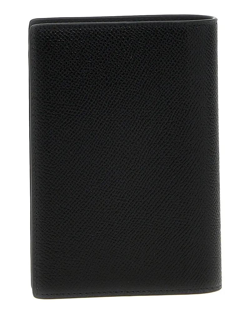 Balenciaga Logo-Print Leather Passport Holder — Black Black