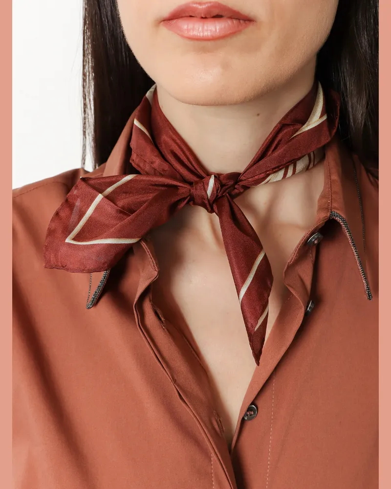Brunello Cucinelli Women's Silk Foulard Brown Scarf Scarfs Brown