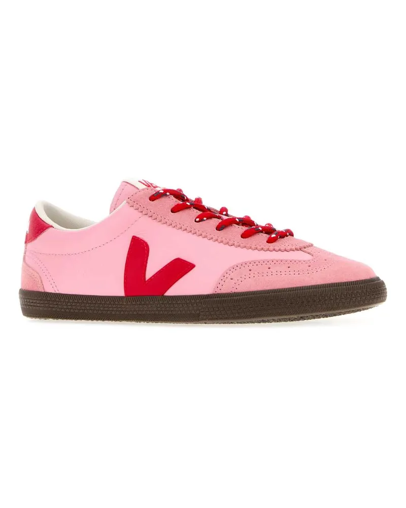 VEJA Women's Dark Pink Leather Volley O.t. Sneakers Guimauvepekineagle Pink