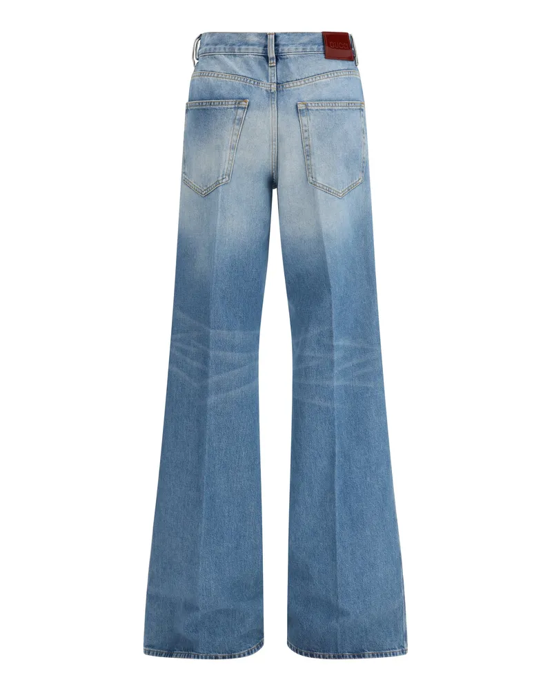 Gucci Women's Cotton Denim Flare Jeans Blue Blue
