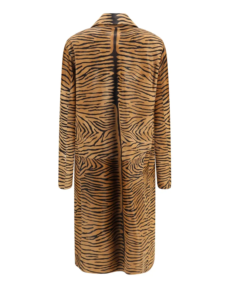 Fendi Tiger Print Calf Suede Coat — Yellow Yellow