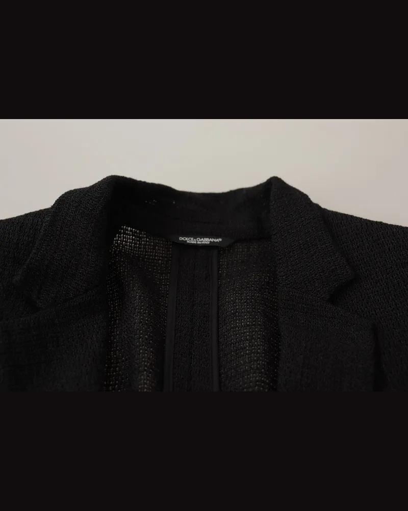 Dolce & Gabbana Black Single Breasted Coat Men Blazer Virgin Wool Clothing Black