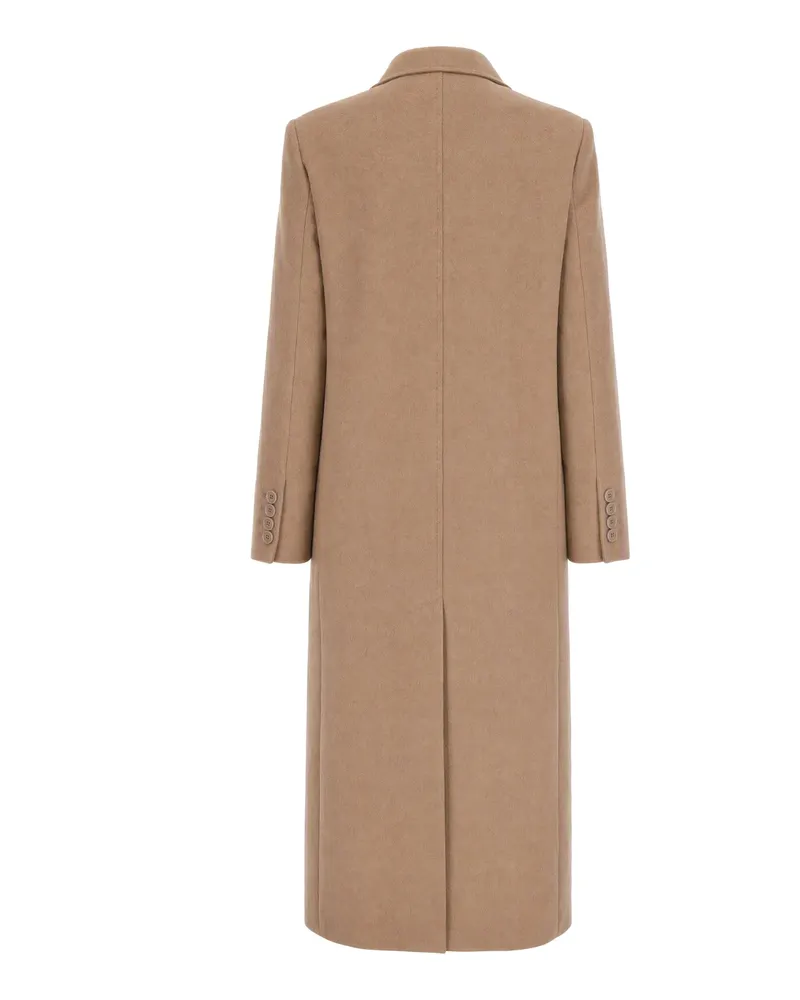 Max Mara Women's Double-Breasted Wool Coat Camel Virgin Camel