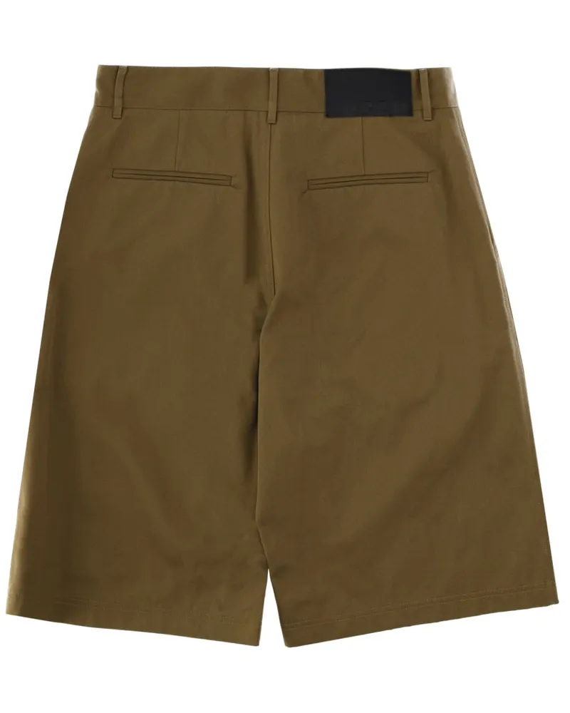 MSGM Logo Patch Cotton Shorts — Green Green