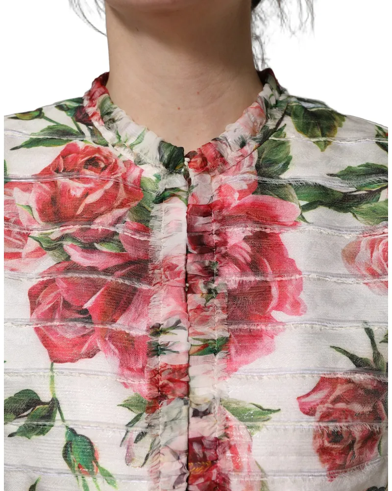 Dolce & Gabbana Women's Multicolor Peony Print Polyester Coat Jacket Clothing Multicolor